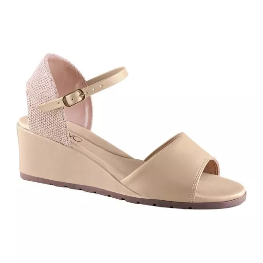 Sandália Anabela Lisa- Bege- Salto: 5cm- VIA UNO