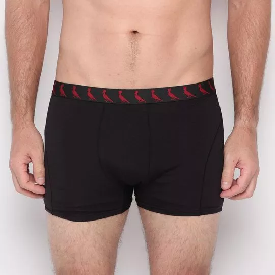 Cueca Boxer Lisa- Preta & Vermelha- Reserva