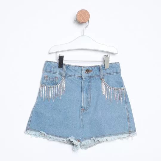 Short Jeans Com Bolsos- Azul- PETIT CHERIE