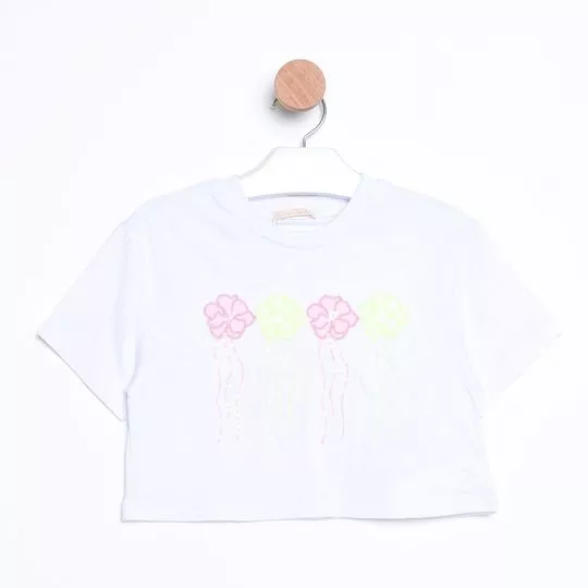 Camiseta Floral- Branca- PETIT CHERIE