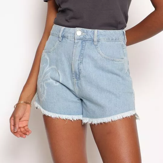 Short Jeans Com Barra Desfiada- Azul Claro- ZINCO