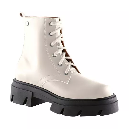 Coturno Com Recortes- Off White- VIA UNO