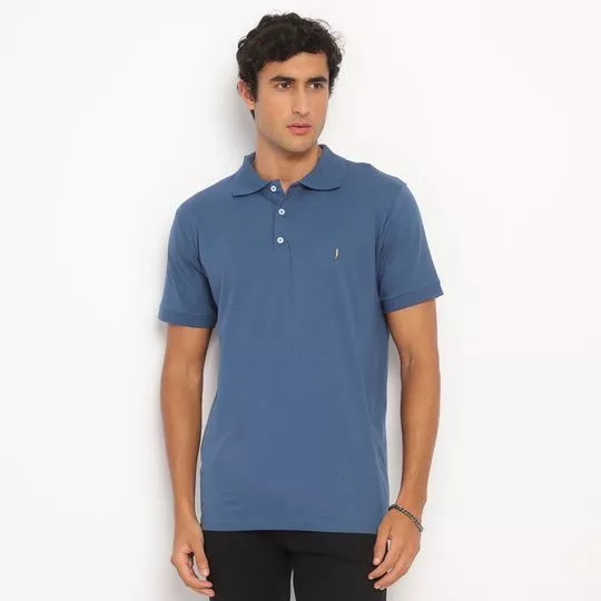 Polo Com Bordado- Azul Marinho- Zoomp