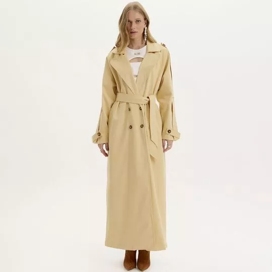 Trench Coat Com Recortes- Bege- Amarante