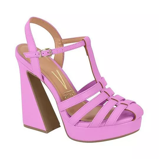 Sandália Meia Pata Com Vazados- Rosa- Salto: 17cm- Vizzano