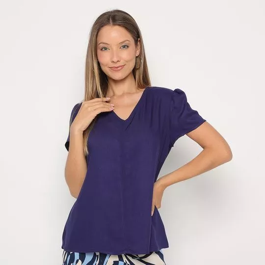 Blusa Lisa- Azul Marinho- VIP RESERVA