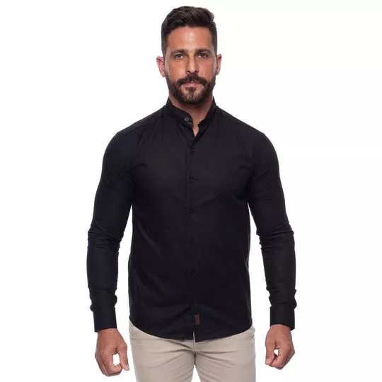 Camisa Slim Fit Lisa- Preta- Teodoro Camisaria