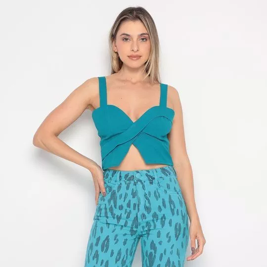 Cropped Com Recorte- Azul- ZINCO