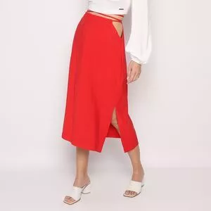 Saia Midi Com Amarração<BR>- Vermelha<BR>- LEZ A LEZ