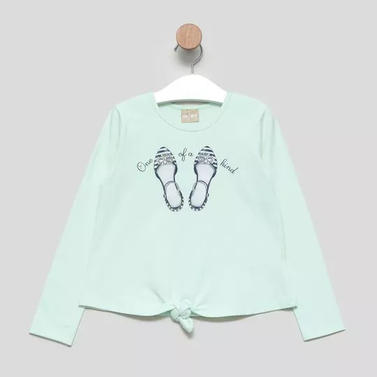 Blusa Com Inscrições- Verde Água- Milon