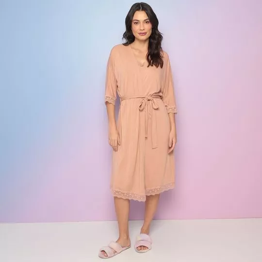 Robe Com Renda- Rosê