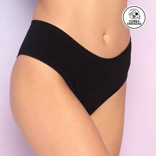 Kit De Calcinhas Biquíni - Preto & Bege - 2Pçs - Zorba