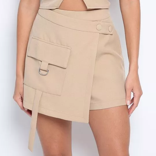 Short Saia Com Bolso - Bege - ZINCO
