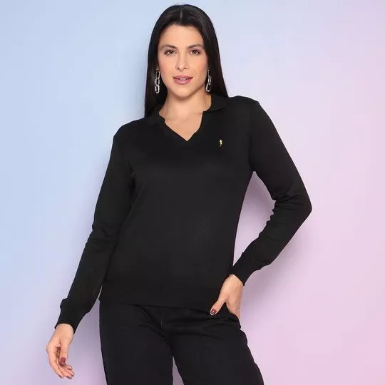 Suéter Com Bordado - Preto - Zoomp