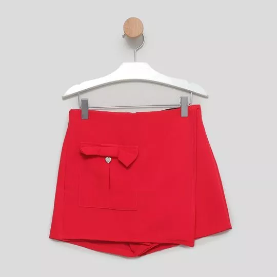 Short Saia Liso - Vermelho - Vanilla Cream