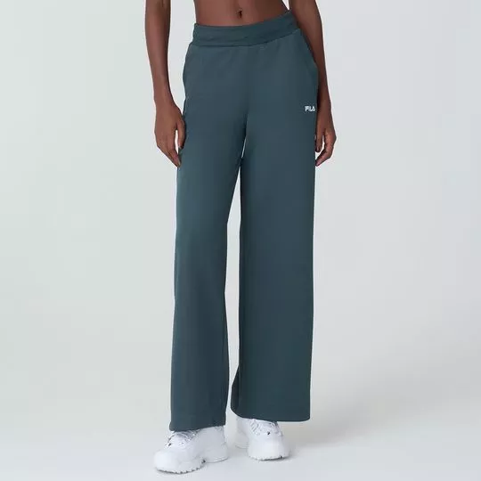 Calça Reta Com Recortes - Verde Escuro - FILA