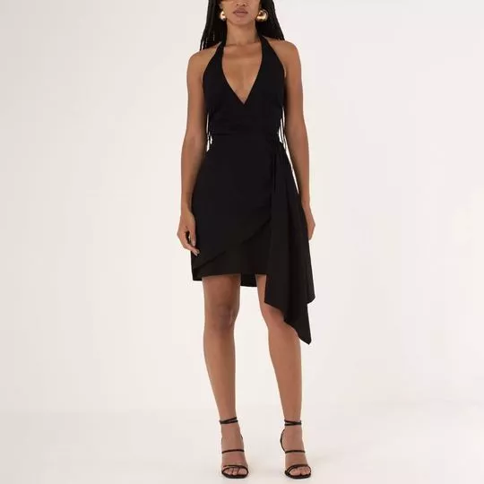 Vestido Curto Com Faixa- Preto- Triton