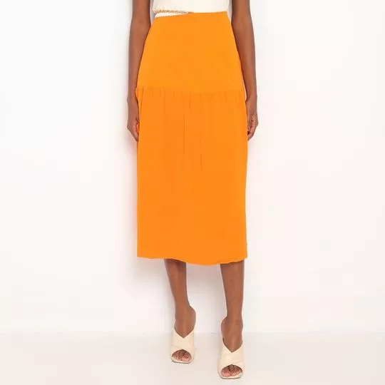 Saia Midi Com Recortes- Laranja- ZINCO