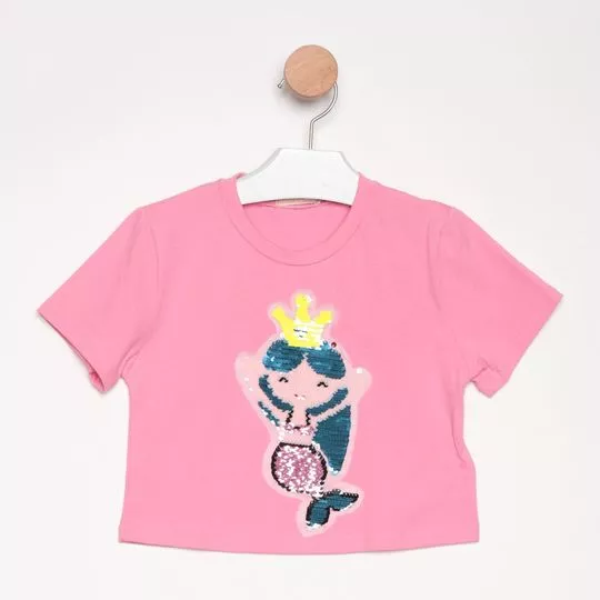 Cropped Sereia Com Paetês- Rosa- PETIT CHERIE