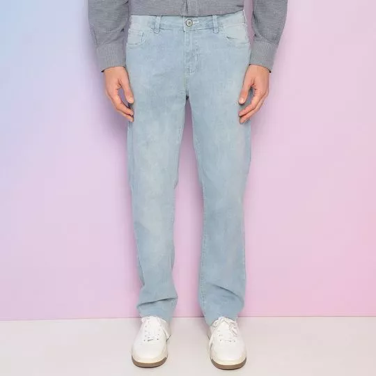Calça Jeans Reta Com Bolso- Azul Claro- M. Officer