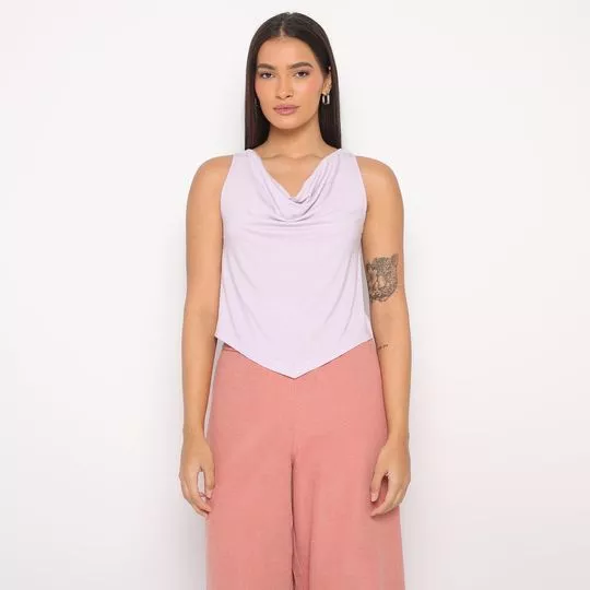 Blusa Com Recortes- Lilás- Zoomp