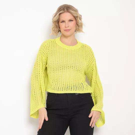 Blusa Em Tricô- Verde Limão- Morena Rosa