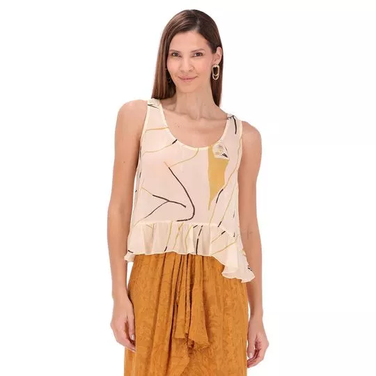Regata Em Tule- Off White & Bege- Animale