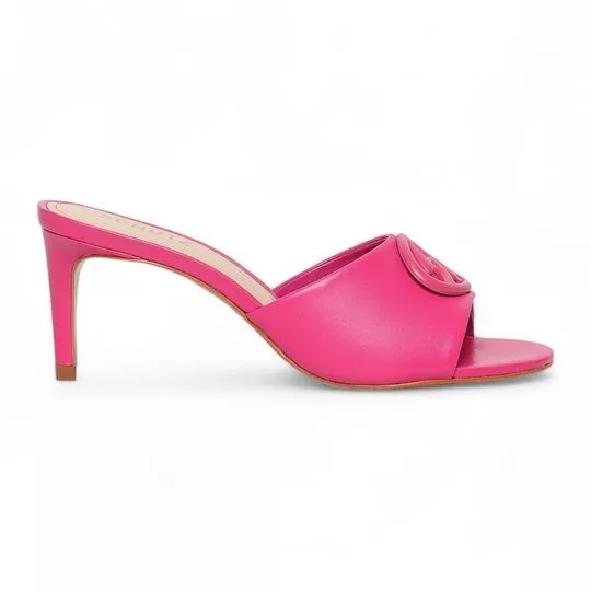 Tamanco Em Couro- Pink- Salto: 7,5cm- Schutz