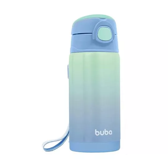 Copo Térmico Com Canudo- Azul & Verde- 400ml- Buba