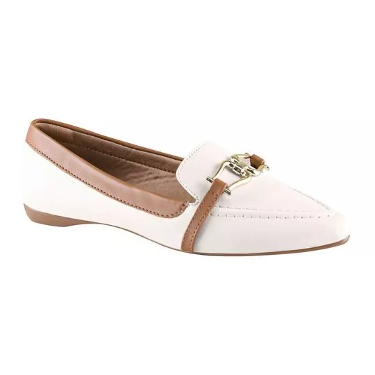 Loafer Com Aviamento- Off White- VIA UNO