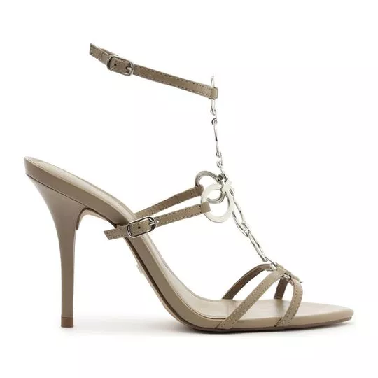 Sandália Em Couro- Bege- Salto: 10,5cm- Arezzo & Co.