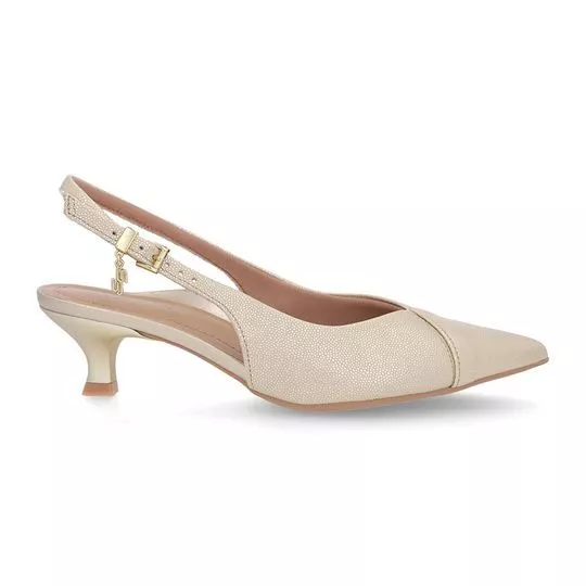 Slingback Em Couro- Dourado- Usaflex