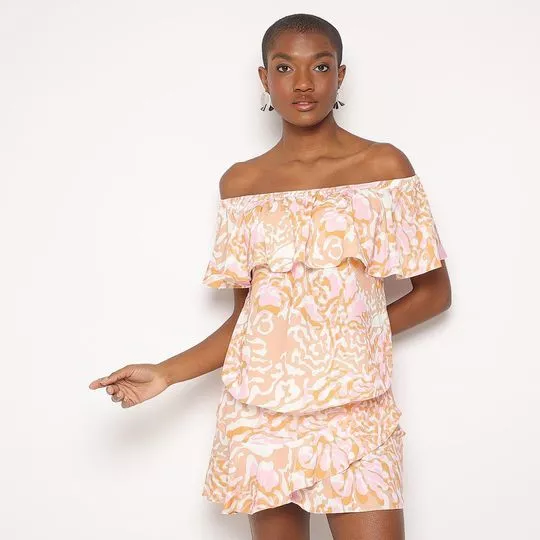 Blusa Ombro A Ombro Babados- Rosa- ZINCO