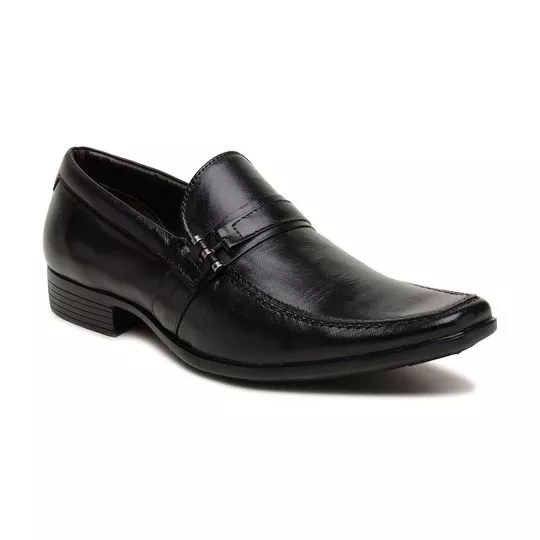 Loafer Em Couro- Preto- Turunelli
