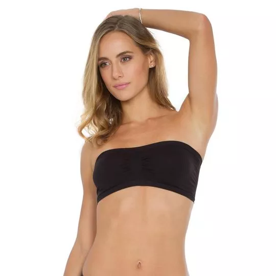 Top Sem Alça Liso- Preto- Plié