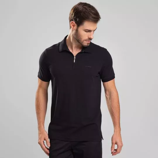 Polo Com Zíper- Preta