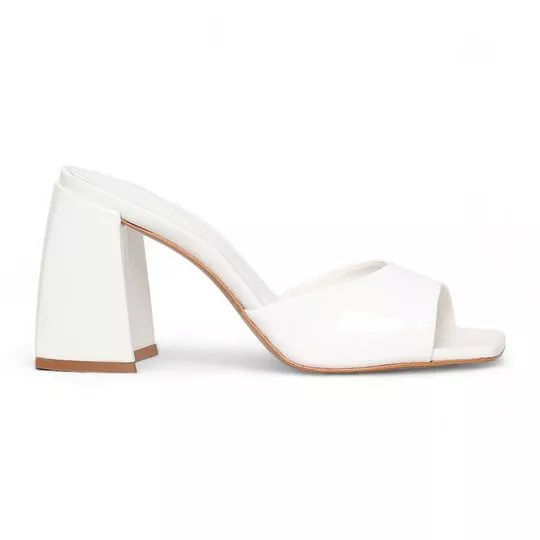 Tamanco Em Couro- Branco- Salto: 9cm- Schutz