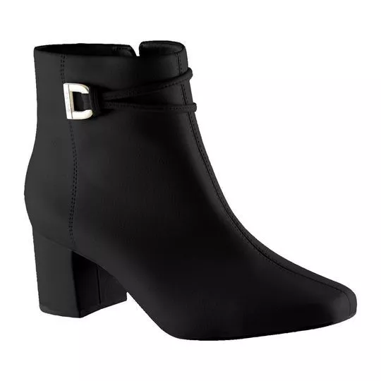 Bota Com Aviamento- Preta- Salto: 6cm- VIA UNO