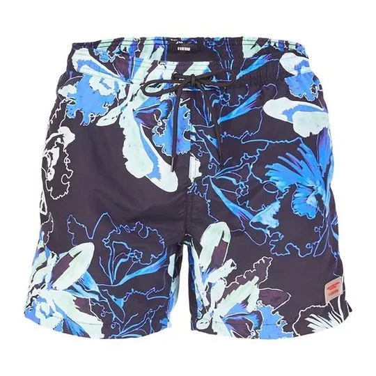 Short D'água Floral- Preto & Azul Royal- Forum