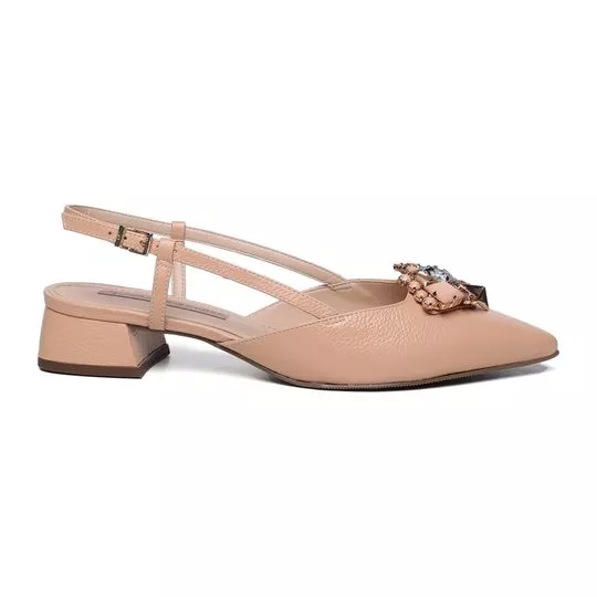 Slingback Com Tiras & Aviamento- Bege- Jorge Bischoff