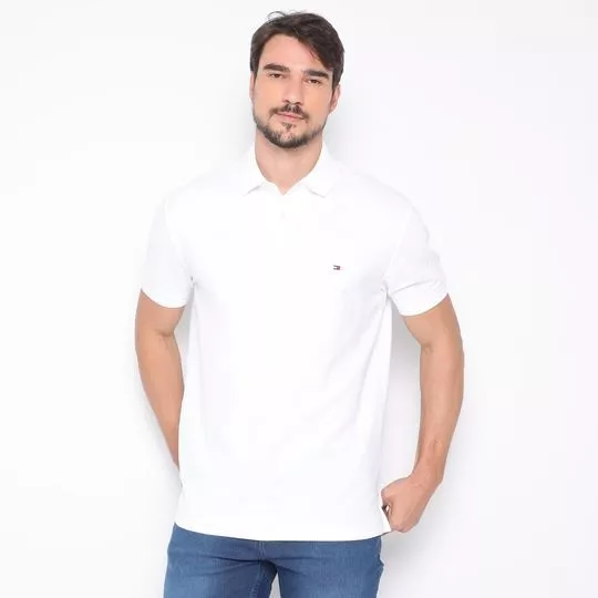 Polo Americana Com Bordado- Branca- Tommy Hilfiger