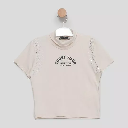 Blusa Com Inscrições- Bege Claro- Vanilla Cream