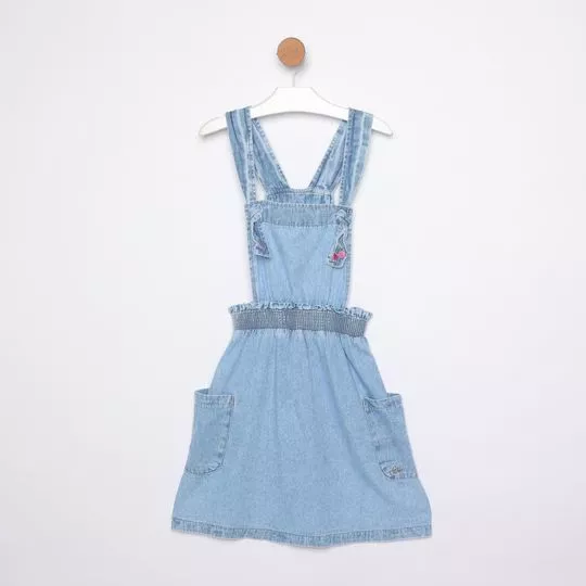 Salopete Jeans Com Bolsos- Azul- PETIT CHERIE