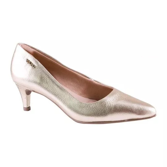 Scarpin Em Couro Metalizado- Dourado- VIA UNO