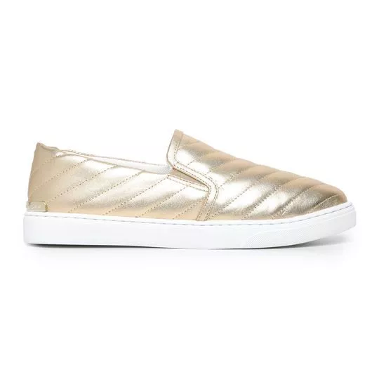 Slip On Metalizado Com Pespontos- Dourado- Jorge Bischoff