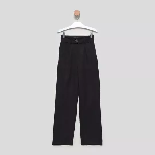 Calça Reta Lisa- Preta- Vanilla Cream