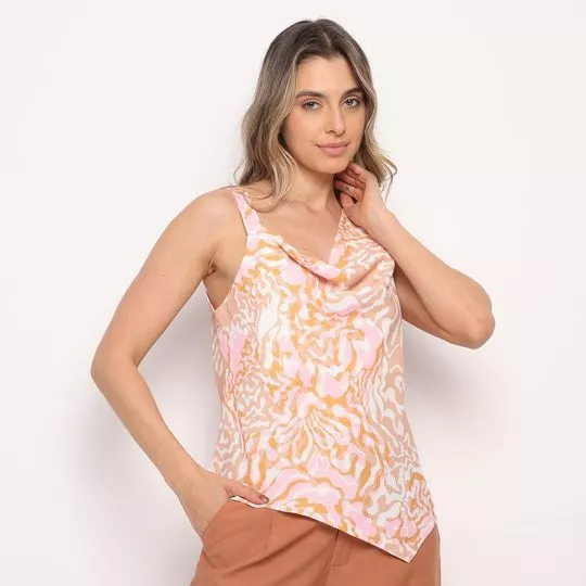 Blusa Abstrata- Off White & Bege- ZINCO