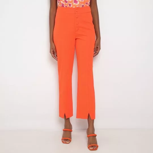 Calça Cropped Com Recortes- Laranja- ZINCO
