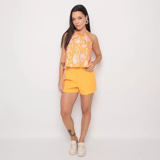 Short Liso- Amarelo Escuro- Lança Perfume