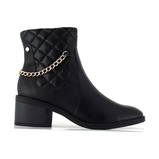Bota com Corrente- Preta- Salto: 4,5cm- Ramarim